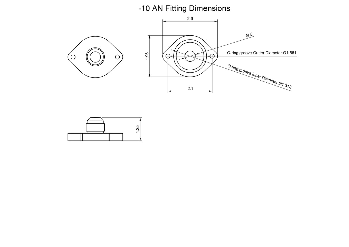 -10AN Bolt On Fitting Natural Finish
