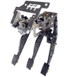 1979-1993 Mustang Sportsman's kit with brake, throttle, and clutch pedals installed. Featuring a stainless steel main structure and stylish 6061 aluminum pedals and pedal pads