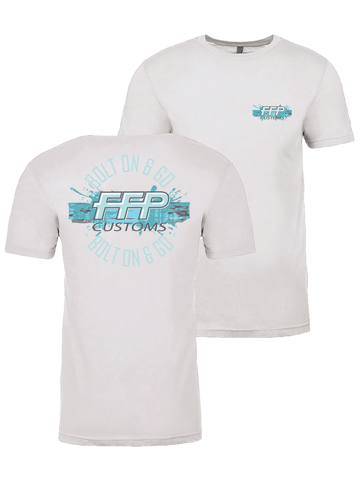 FFP Customs bolt on and go t shirt front and back light grey