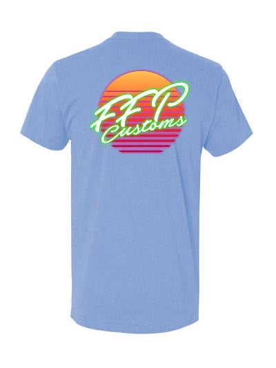 FFP Customs retro shirt light blue back side