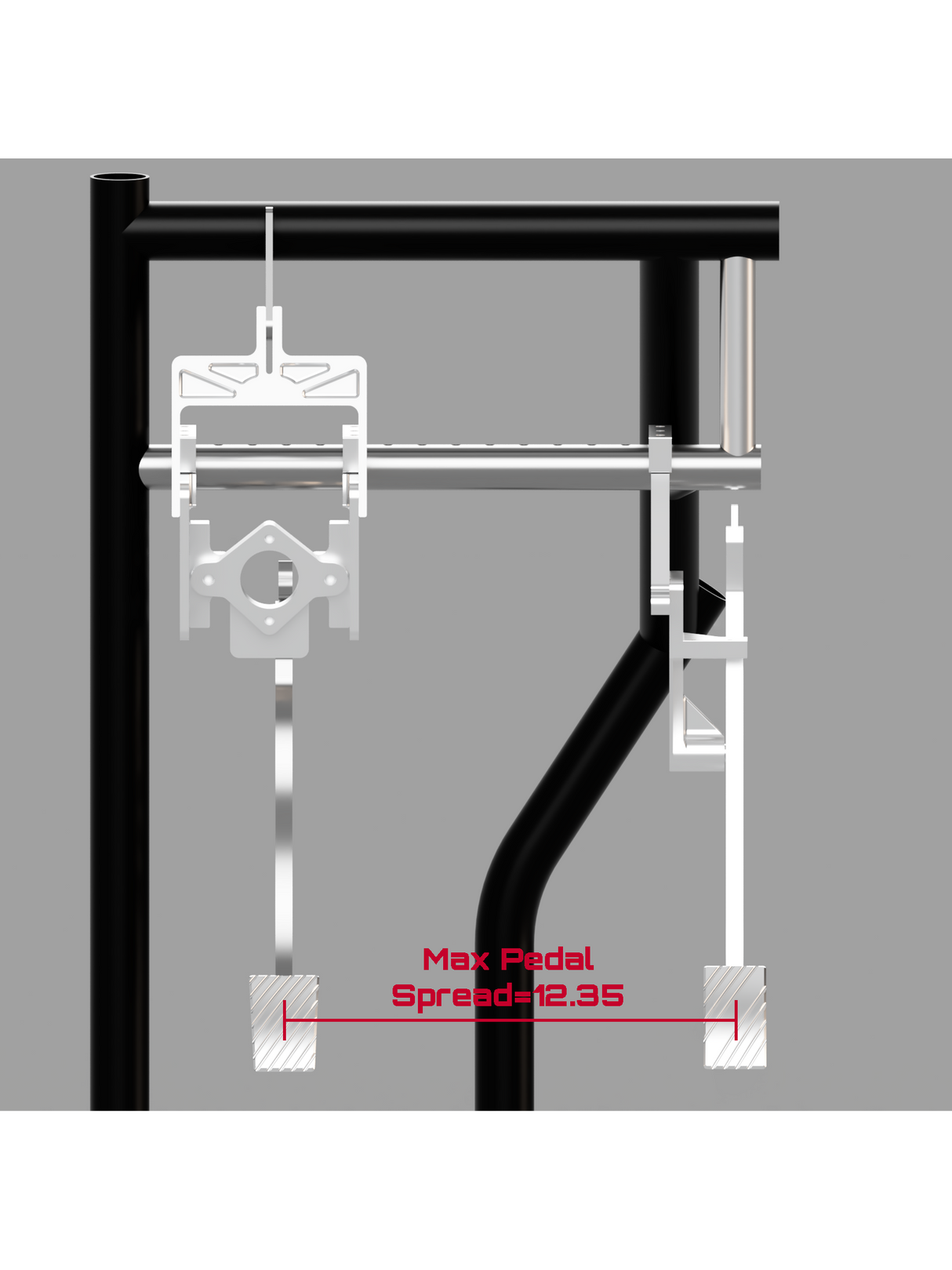 chassis mounted pedal assembly at widest setting